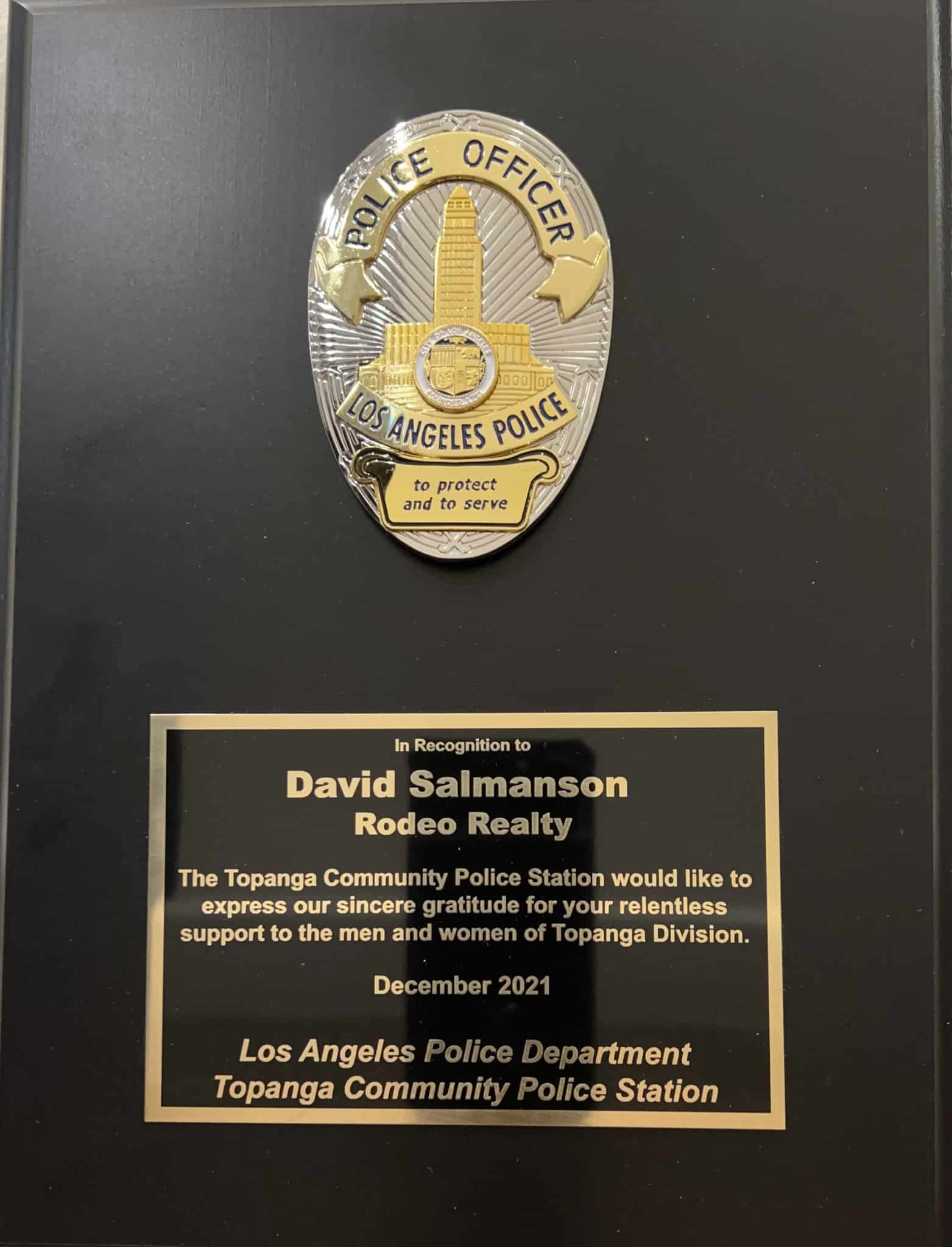 police recognition for support